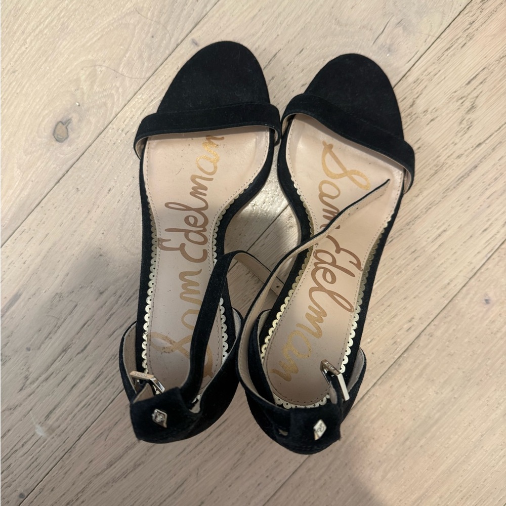 Sam Edelman Black Suede Open-Toe Ankle-Strap Heels